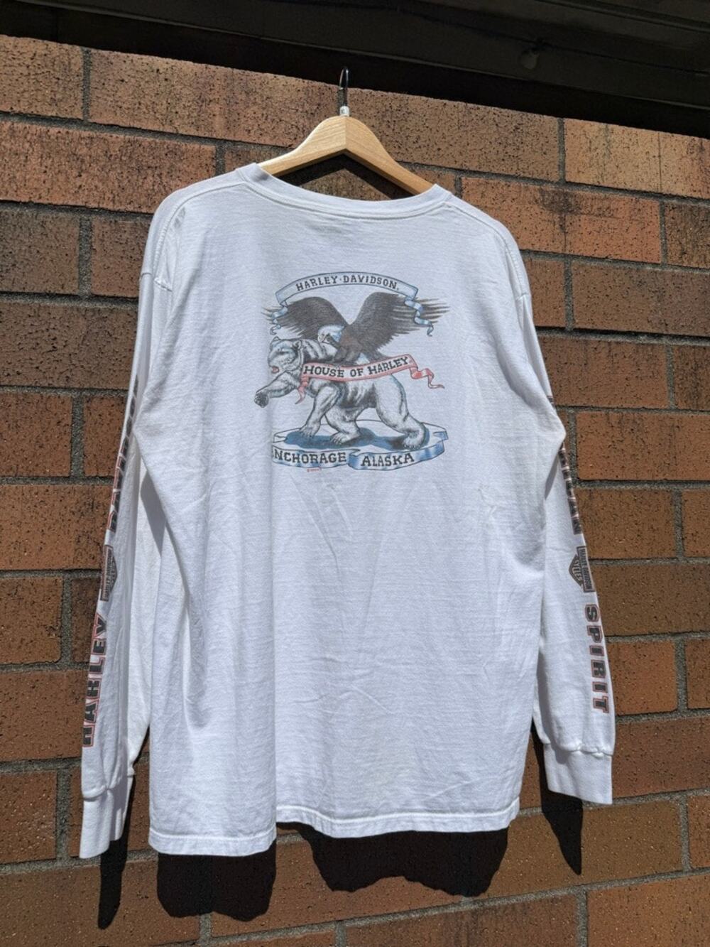 1995 Harley Davidson Anchorage Alaska Eagle 90s Vintage Long Sleeve Tee Shirt